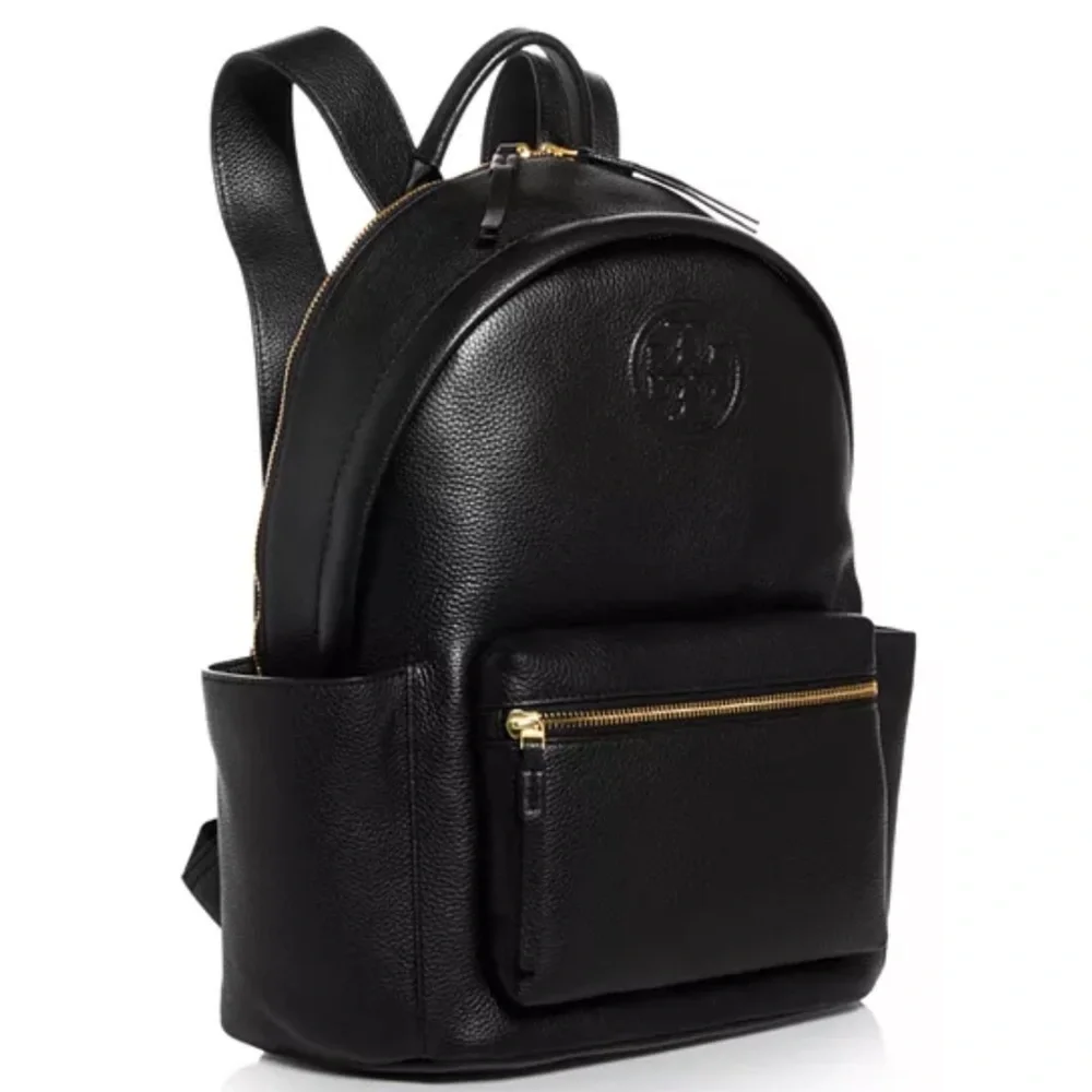 Tory Burch Perry Bombe Black Leather Backpack - Picture 4 of 9